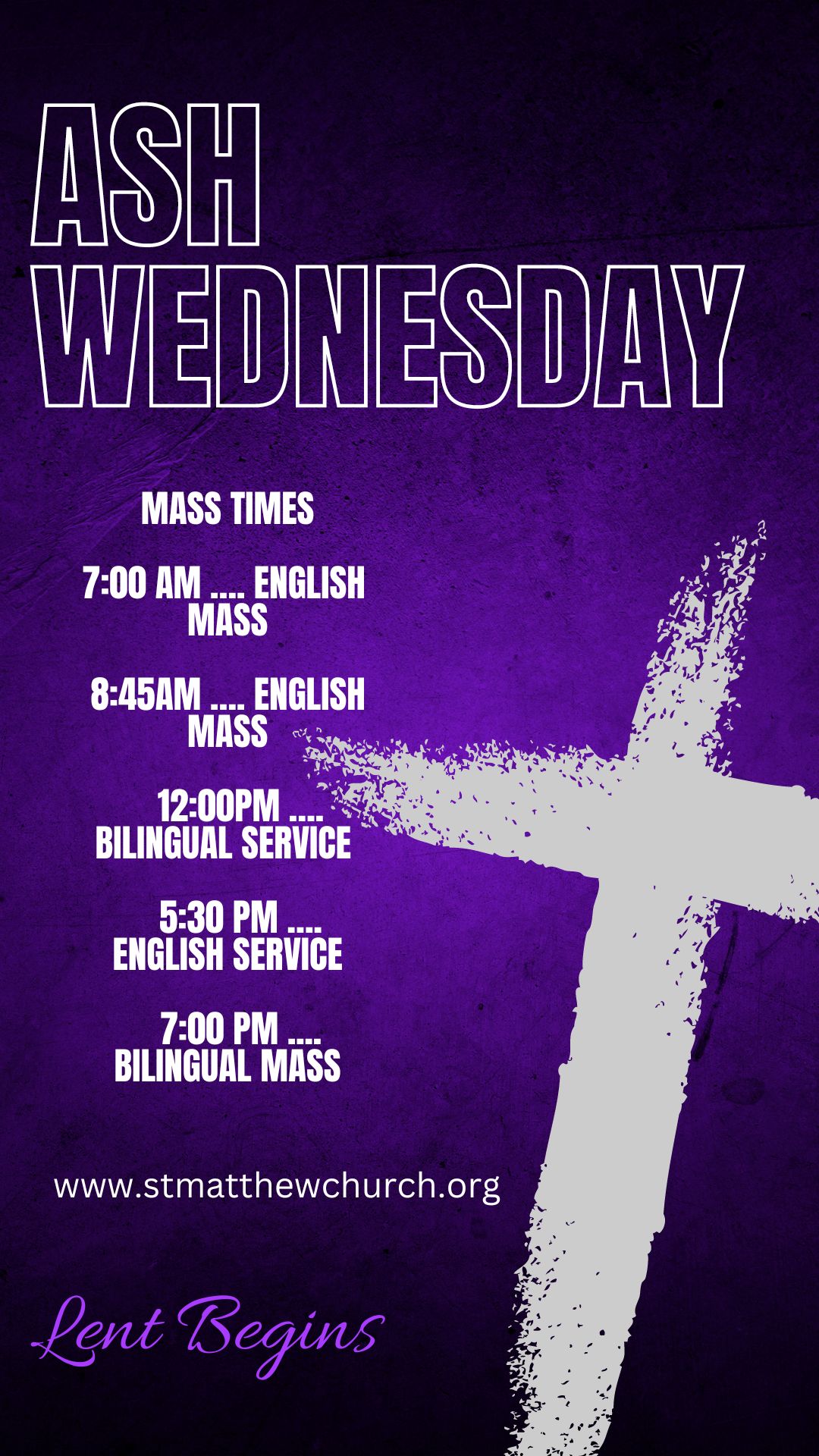 Ash Wednesday Schedule – St Matthew Church