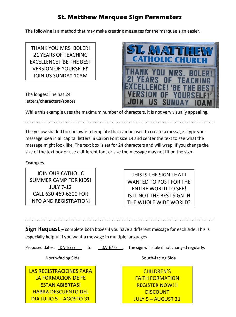 Marquee Sign Request Form – St Matthew Church
